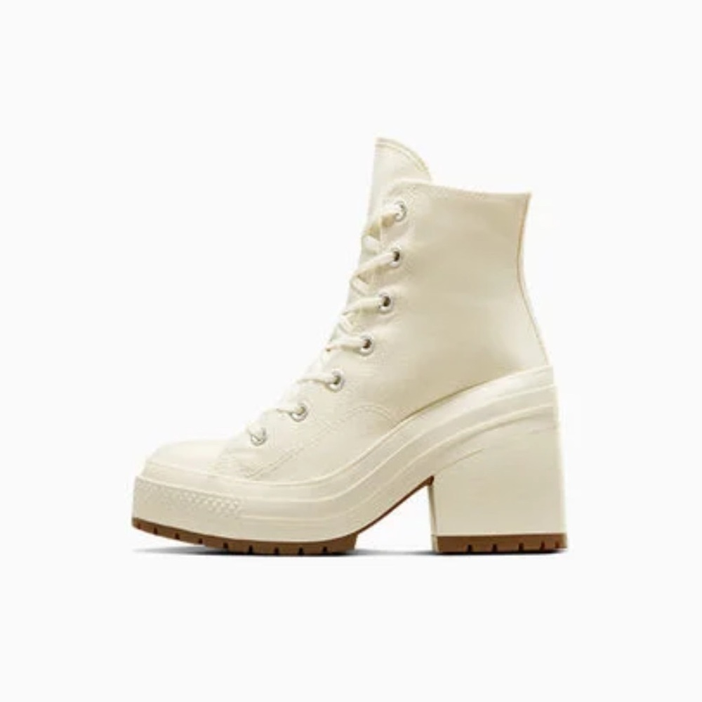 Converse Chuck 70 De Luxe Heel Hi Egret Canvas Platform Boots